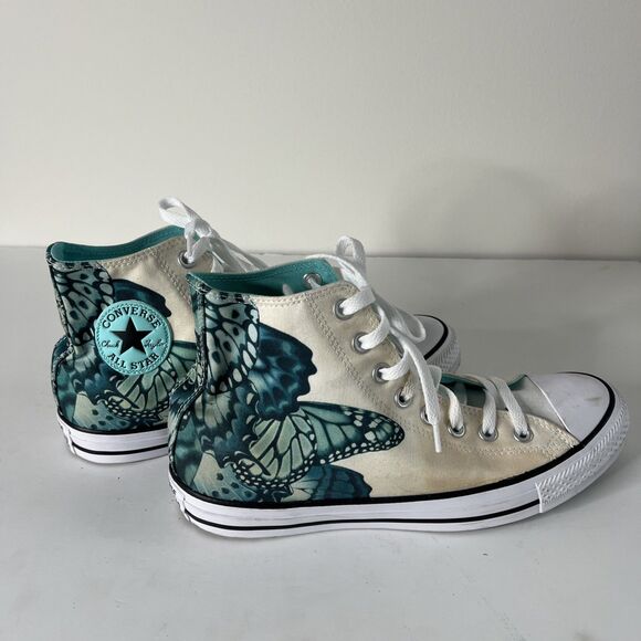 Converse Unisex Chuck Taylor All Star Hi Top Womens 10 Turquoise Butterfly Print - Picture 7 of 9